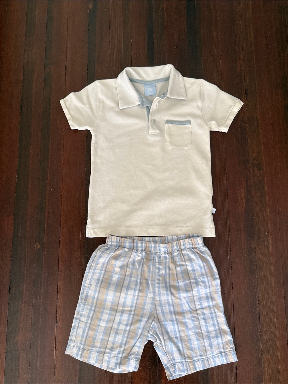 Bella bliss boys Soft White Polo Top and shorts size 6